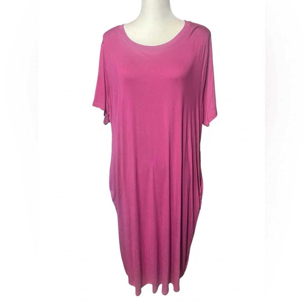 Terra & Sky Dress T-Shirt Knit Rose Casual with Pockets NWT Size 1X